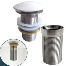 Valvula click branca Longa Com Prolongador 14cm para Cuba De Apoio e Sobrepor 1 1/4 Ralo Pia Banheiro Ceramica Escoamento Bancada Pia Marmore Granito Valvula click branca Longa Com Prolongador 14cm para Cuba De Apoio e Sobrepor 1 1/4 Ralo Pia Banheiro Ceramica Escoamento Bancada Pia Marmore Granito