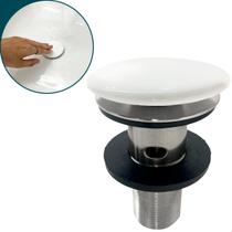 Valvula Click Cerâmica Branca 7/8 Com Ladrão Ralo De Pia Cuba Banheiro 3cm Ralo Dreno Escoamento Com Escape Lavatório Lavabo