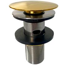Valvula Click Dourada Com Ladrao 7/8 Inox Ralo De Pia Cuba Banheiro Com Escape Dreno Escoamento 3cm Lavatório Lavabo Gold Luxo