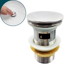 Valvula Click Inox 1 1/4 com Ladrão Banheiro Ralo de Pia para Lavabo Escoamento Cuba Lavatorio 4cm Espelhado Brilhoso