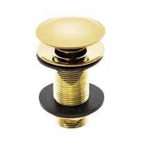 Válvula Click para Cuba Pia 7/8 Redonda Fechamento Total Banheiro Lavabo Lavatório Dourado Brilhante Metal