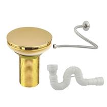 Válvula Click Pia Dourado + Sifão Universal + Engate 40cm