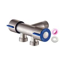 Válvula De Ângulo De Banheiro Em Aço Inoxidável Com Dupla Saída, Torneira De Água Fria Para Máquina