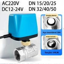 Válvula De Bola De Aço Inoxidável Com Atuador Solenoide Elétrico AC220V DC12V-24V, 2 Controles, 3