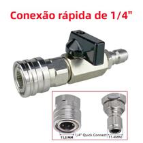 Válvula De Esfera De Alta Pressão 1/4" Conector Rápido Interruptor Liga/desliga 4500 PSI Para