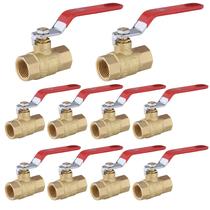 Válvula de esfera HeSun, pacote com 10 portas completas de latão com rosca FIP de 1/2" Válvula de esfera HeSun, pacote com 10 portas completas de latão com rosca FIP de 1/2"