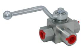 Válvula de esfera hidráulica L KHB3K 1/4" NPT 3 vias 500 Bar