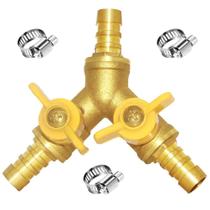 Válvula de esfera Hose Barb em forma de Y de 3 vias 5/8 Mangueira Barb Brass