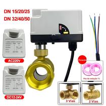 Válvula De Esfera Motorizada De Latão 3 Vias 2 Vias Com Atuador Elétrico AC220V DC12V-24V E Válvula De Esfera Motorizada De Latão 3 Vias 2 Vias Com Atuador Elétrico AC220V DC12V-24V E