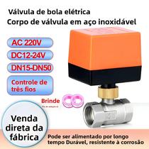 Válvula De Esfera Motorizada Em Aço Inoxidável 3 Fios DC12V-24V AC220V Controle Elétrico DN15-DN50