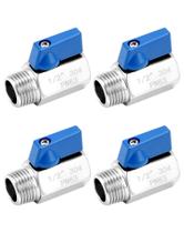 Válvula de esfera QWORK Mini 304 em aço inoxidável 1/2 NPT, pacote com 4