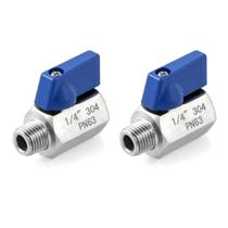 Válvula de esfera QWORK Mini 304 em aço inoxidável 1/4 NPT, pacote com 2