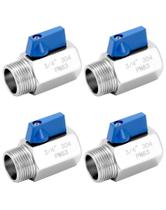 Válvula de esfera QWORK Mini 304 em aço inoxidável 3/4 NPT, pacote com 4