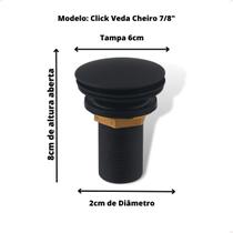 Válvula de Saída D'água Click - Clack Estilo Docol Lavatorio 7/8 Metal Preto Fosco - CREATORE METAIS