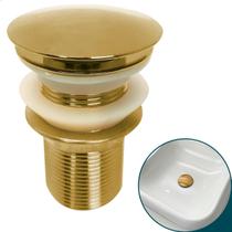 Valvula Dourada Aço Inox Para Cuba De Banheiro 1 ¼ Tampa Click Ralo Pia Escoamento Lavatorio 40mm Gold