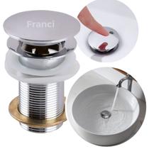 Válvula Dreno Ralo 1.1/4" Furo 40mm de Pia e Cuba Vidro Cerãmica de Apertar Estilo Click Pop Up para Lavatório Banheiro em Inox Cromado Válvula Dreno Ralo 1.1/4" Furo 40mm de Pia e Cuba Vidro Cerãmica de Apertar Estilo Click Pop Up para Lavatório Banheiro em Inox Cromado