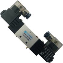 Válvula Duplo Solenoide 5/2 Vias Rosca 1/4 Bobina 24VCA