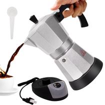 Válvula elétrica de alumínio Moka Valvpant 5-6 xícaras de 270 ml de prata Válvula elétrica de alumínio Moka Valvpant 5-6 xícaras de 270 ml de prata