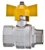 Valvula Esfera P/Gás Borboleta Amarela Macho x Femea 1/2" Emmeti