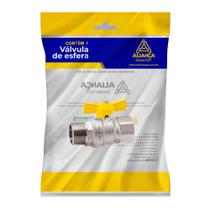 Valvula Esfera para Gás Reto MF Borboleta Amarelo 1/2 - unidade - Aliança Metalúrgica