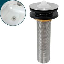 Valvula Longa 7/8 Inox Ralo Pia Banheiro Cuba De Apoio Sobrepor 13cm Escoamento Lavatorio Cuba Com Espessura Maior