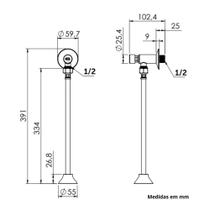 Válvula Para Mictório Cromado Com Canopla e Flexível 30cm Blukit Válvula Para Mictório Cromado Com Canopla e Flexível 30cm Blukit