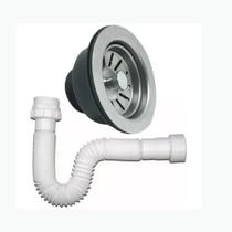 Válvula Pia Cozinha Americana Inox + Sifão Flexível