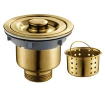 Válvula Pia Cozinha Dourada Inox 4.1/2 Ralo Cesto Removível Válvula Pia Cozinha Dourada Inox 4.1/2 Ralo Cesto Removível