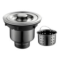 Válvula Pia Cozinha Preto Inox 4.1/2 Ralo Cesto Removível Válvula Pia Cozinha Preto Inox 4.1/2 Ralo Cesto Removível