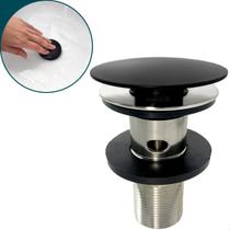 Valvula Preta Click Com Ladrao 7/8 Inox Ralo De Pia Cuba Banheiro Com Escape Dreno Escoamento 3cm Lavatório Lavabo Luxo