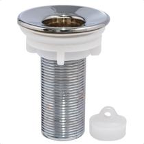 Válvula Ralo Banheiro Pia Lavatório Cuba Cromada Abs 7/8 Fechamento Interno 30mm Escoamento Lavabo