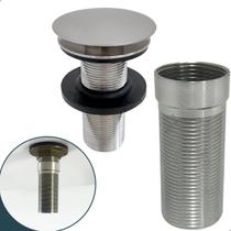 Valvula Ralo Pia Longa Com Prolongador 7/8 Inox Para Cuba De Apoio Sobrepor 30mm Escoamento Valvula Click Lavatório Extensor Bancada Marmore Granito