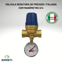 Válvula Redutora Reguladora De Pressão 3/4 C/manômetro