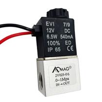 Válvula solenóide elétrica AOMAG 2V025-1/8-12VDC 2 vias NPT 1/8