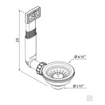 Válvula Tramontina 4 1/2 polegada com Escape em Aço Inox Polido e Polipropileno para Pias e Cubas