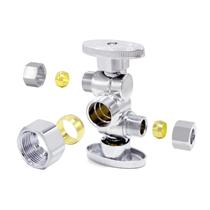 Válvula TT FLEX 1/4 de volta, compressão dupla, 3 vias, cromada