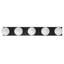 Vanity Light Design House, 5 luzes, preto fosco, 76x5x11cm