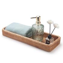 Vanity Tray DECRAFTS Rattan para armazenamento de cestos sanitários Vanity Tray DECRAFTS Rattan para armazenamento de cestos sanitários
