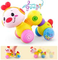 Vanmor Press e Go Musical Inchworm Toy - 6 a 12 meses Crawling Baby Brinquedos Musicais com Leve Face Lagarta Educativa Criança Brinquedos para 9 12 18 Meses 1 Ano Criança Menino Presente