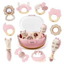 Vanplay Mordedores e Chocalhos para Bebê 10 Peças com Caixa de Armazenamento Rosa Vanplay Mordedores e Chocalhos para Bebê 10 Peças com Caixa de Armazenamento Rosa