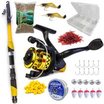 Vara De Pesca 20lbs Com Molinete Ultra Light Kit Completo