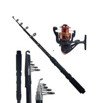 Vara de Pesca 2,4 Telescópica Fibra de Vidro + Molinete Profissional Gm4000 10 Rolamentos Vara de Pesca 2,4 Telescópica Fibra de Vidro + Molinete Profissional Gm4000 10 Rolamentos
