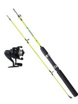 Vara duas partes maciça com molinete se200 2 rolamentos com linha 1,20m ou 1,35m cores diversas