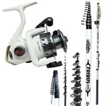 Vara Telescópica Ultra Light Molinete Drag 3kg Kit Tribus