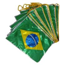 Varal 10 Metros Bandeira do Brasil Metalizada Real Seda