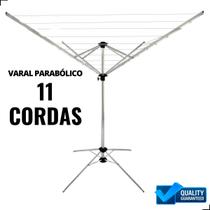 Varal 11 Cordas Giratório 100% Alumínio Parabolico - Bipartido - HS PRODUTOS