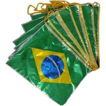 Varal 20 Metros Bandeira do Brasil Metalizada Copa do Mundo Dupla Face