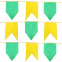 Varal 200 Metros Bandeirinha Verde Amarela Plástica Copa do Mundo