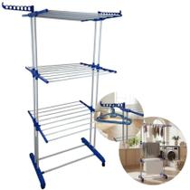 Varal 3 Andares Dobrável Retrátil Aço Compacto Roupas Seca Fácil Varal 3 Andares Dobrável Retrátil Aço Compacto Roupas Seca Fácil
