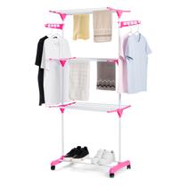 Varal 3 Andares Vertical Compacto Chão Seca Roupa Rosa - Mm House